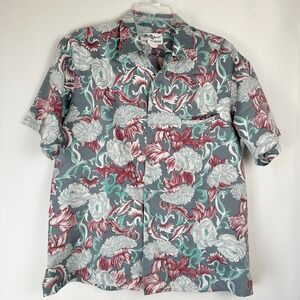 Vintage Tori Richard‎ Liberty House Aloha Hawaiian Shirt Men's Large Gray USA